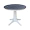 International Concepts 36 in. Solid Wood Round Top Pedestal Dining Table with 4 Dining Chairs in White/Heather Gray K05-36RT-27B-C613-4 - alternate 3